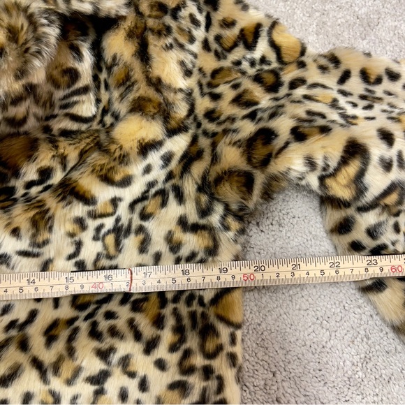 Faux fur leopard coat could fit small peacoat trench pockets snaps mobwife gift - Picture 8 of 12